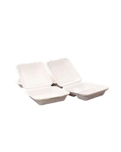MENU BOX z trzciny cukrowej 3- komorowy 23 x 23 x 7,5 cm