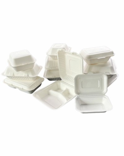 MENU BOX z trzciny cukrowej 2- komorowy 24,5 x 20 x 7 cm