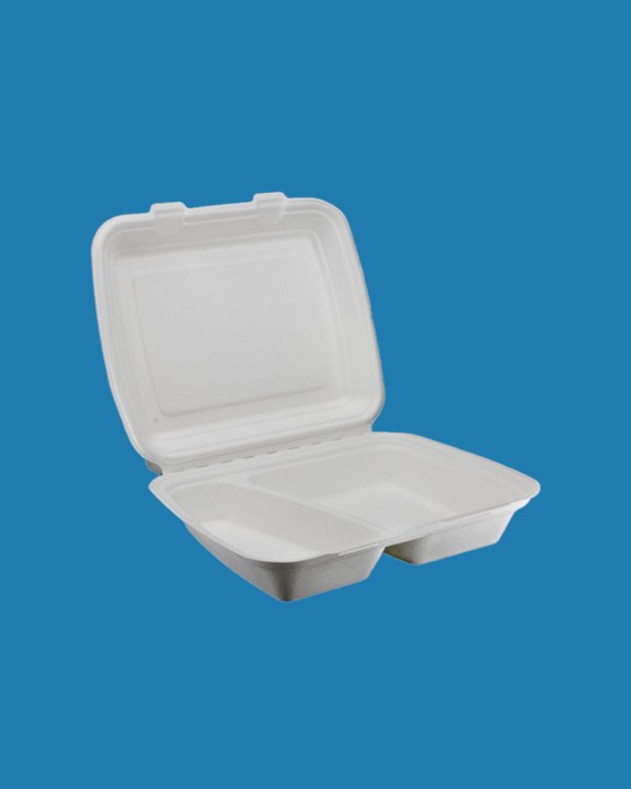 MENU BOX z trzciny cukrowej 2- komorowy 24,5 x 20 x 7 cm