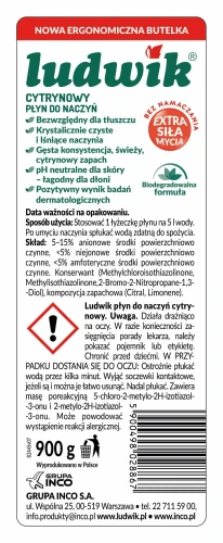 Ludwik Płyn do mycia naczyń cytrynowy 900 g