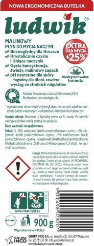 Ludwik Płyn do mycia naczyń malinowy 900 g