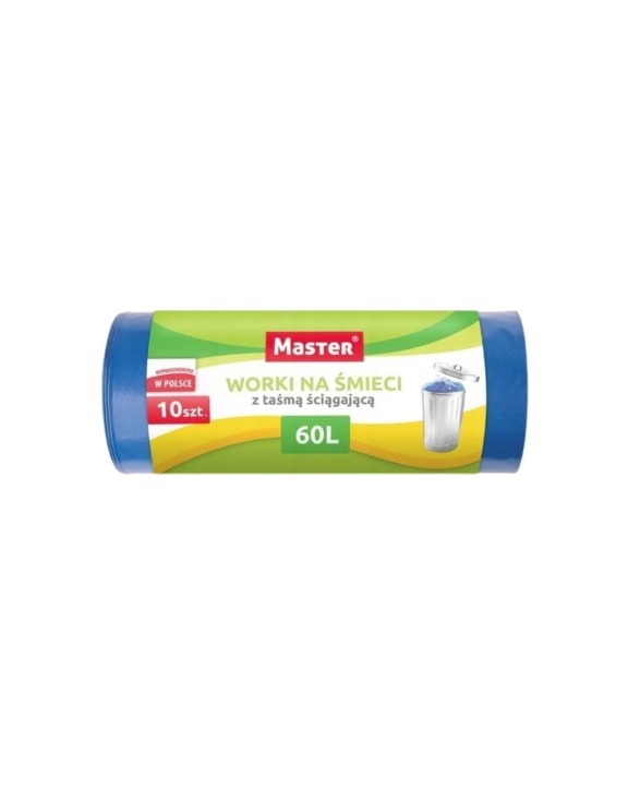 MASTER Worki na Śmieci HD MOCNE 60L (10 szt.) NIEBIESKIE z taśmą