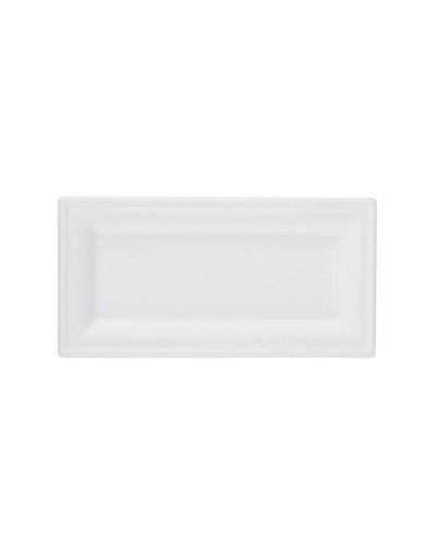 Tacka talerz prostokątny BIAŁY pulpa trzciny cukrowej ciasto grill 26x13cm 50szt.