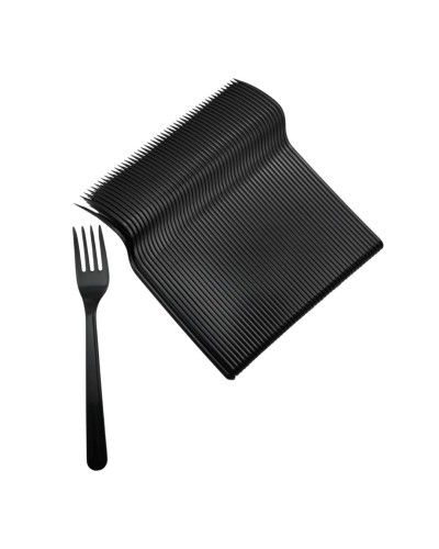 Widelce plastikowe czarne REUSE 18,5 cm wielorazowe catering 50 szt