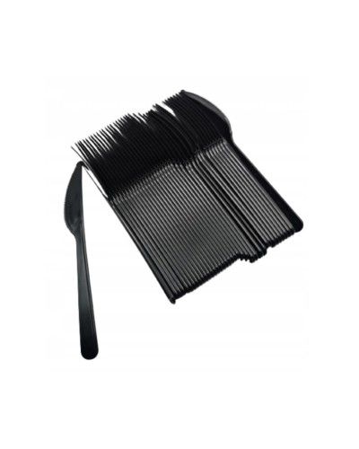 Noże plastikowe czarne REUSE 18,5 cm wielorazowe catering 50 szt