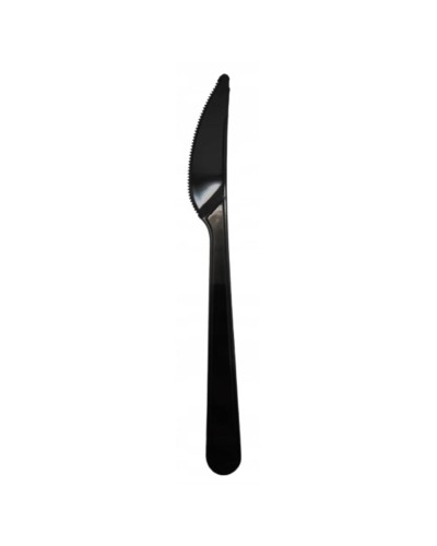 Noże plastikowe czarne REUSE 18,5 cm wielorazowe catering 50 szt