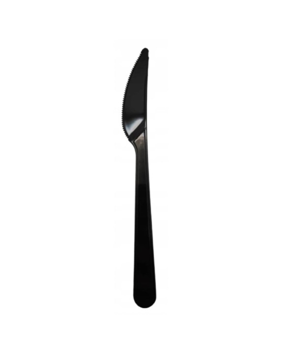 Noże plastikowe czarne REUSE 18,5 cm wielorazowe catering 50 szt