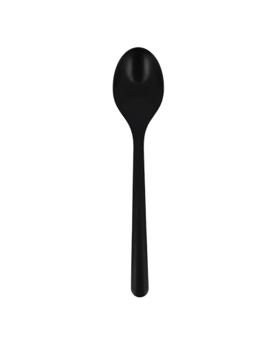 Łyżki plastikowe czarne REUSE 18,5 cm wielorazowe catering 50 szt