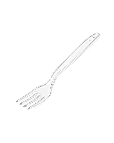 Widelce plastikowe 18 cm TRANSPARENTNE PREMIUM wielokrotnego użytku 50 szt.