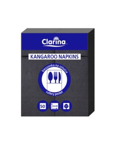 Serwetki CLARINA kangurek 2w czarne 32 x 38 50 szt.