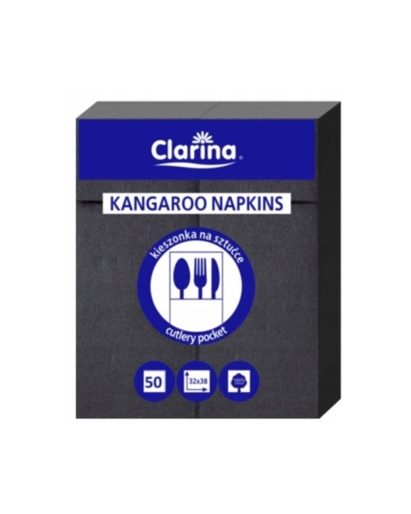 Serwetki CLARINA kangurek 2w czarne 32 x 38 50 szt.