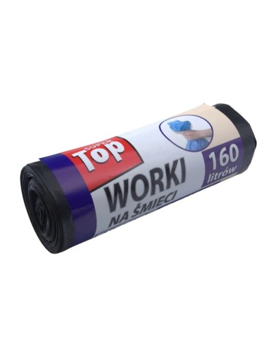 Worki na śmieci CZARNE TOP LDPE 160L