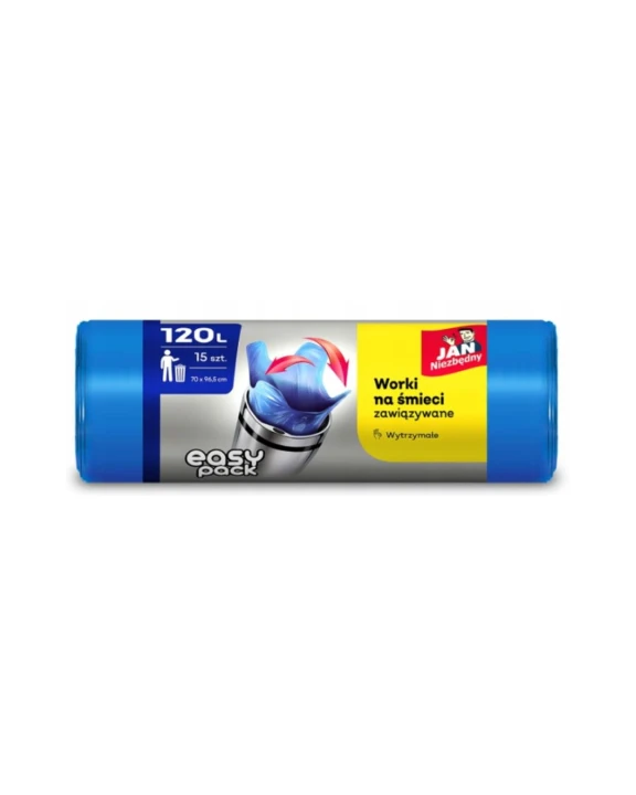 Worki na śmieci niebieskie JAN NIEZBĘDNY 120l 15 szt.