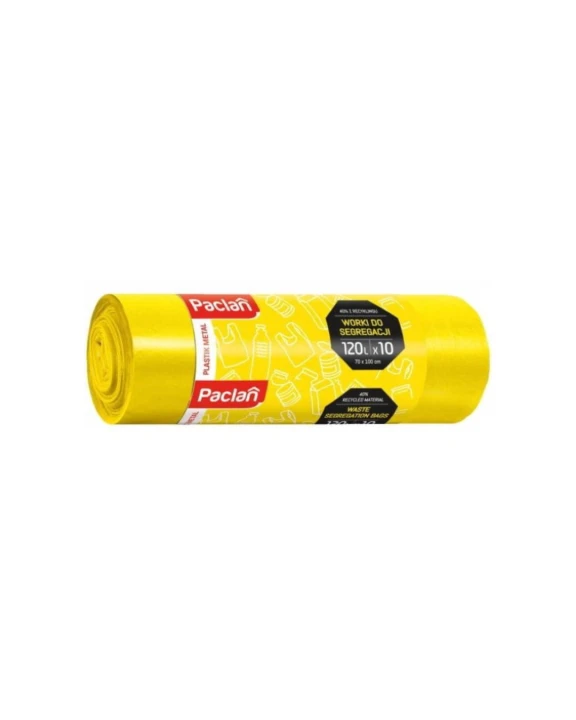 Worki na śmieci do plastiku żółte wytrzymałe 120l 10 szt. PACLAN.jpg