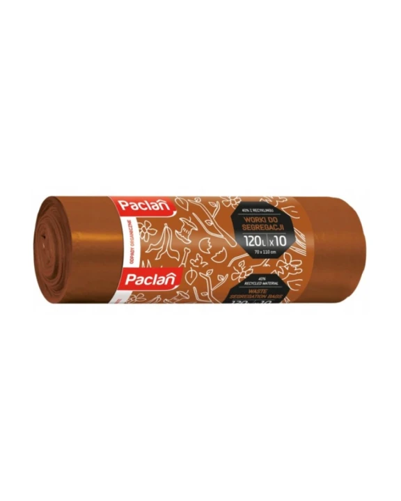 Worki do segregacji śmieci bio odpady 120l 10 szt brązowe PACLAN.jpg
