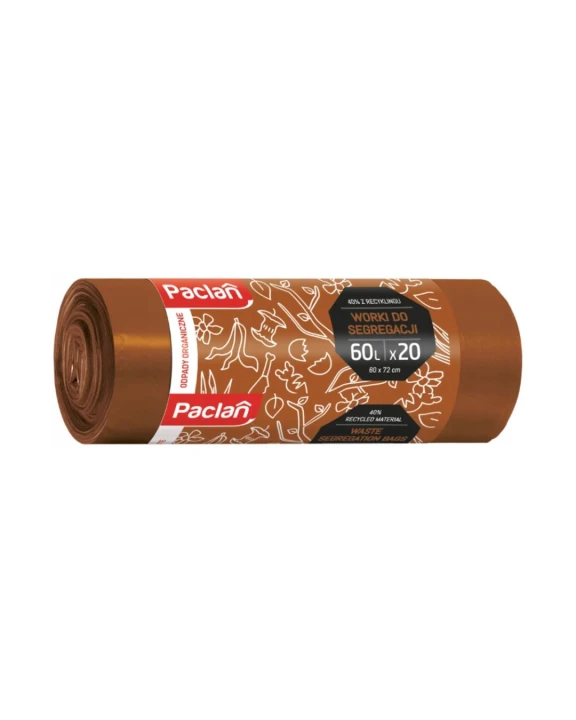 Worki do segregacji śmieci bio odpady 60l 20 szt. brązowe PACLAN