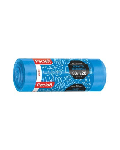 Niebieskie worki do segregacji papier 60l 20 szt. PACLAN