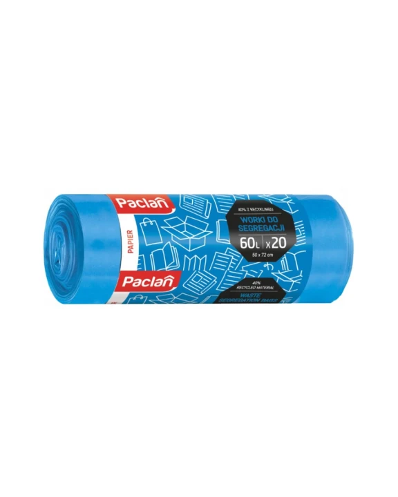 Niebieskie worki do segregacji papier 60l 20 szt. PACLAN