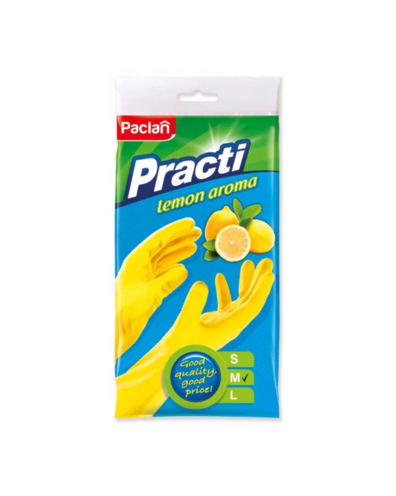 Rękawice gumowe gospodarcze zapachowe M zapach cytrynowy PACLAN