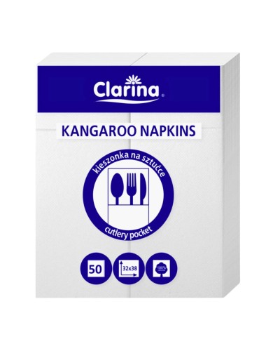 Serwetki na Sztucce z Kieszonka Clarina Biale 32x38 cm (50 szt.) - front