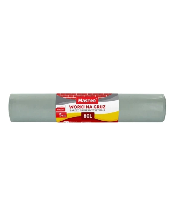 Worki na odpady budowlane 80 litrów szare LDPE 100 mikronów (5szt./rol)