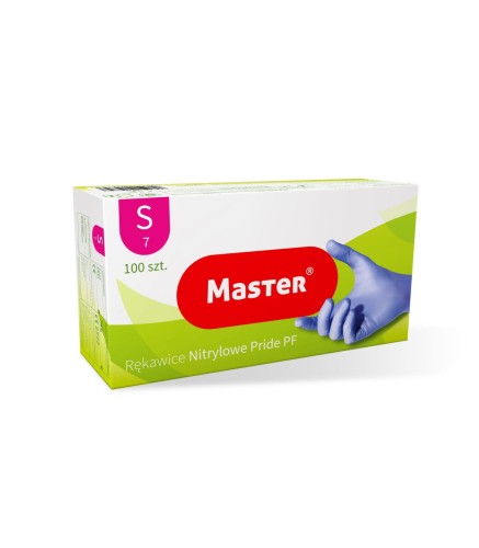 Rękawiczki nitrylowe niebieskie bezpudrowe diagnostyczne S MASTER 100 szt.
