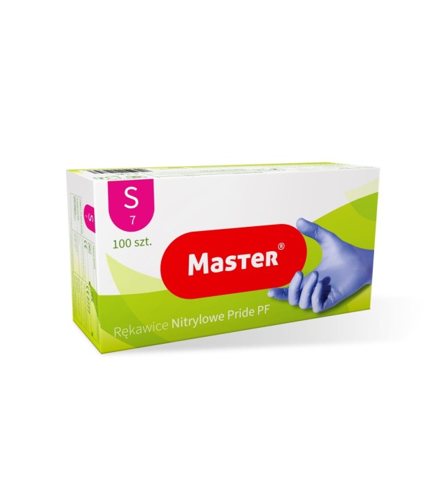 Rękawiczki nitrylowe niebieskie bezpudrowe diagnostyczne S MASTER 100 szt.
