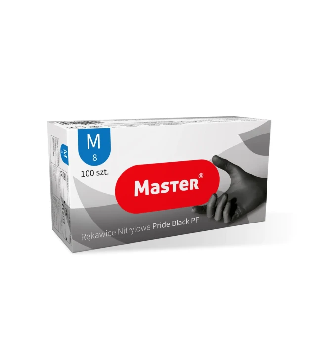 Rękawiczki nitrylowe czarne bezpudrowe diagnostyczne M MASTER 100 szt.
