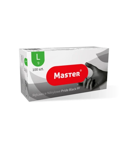 Rękawiczki nitrylowe czarne bezpudrowe diagnostyczne L MASTER 100 szt.