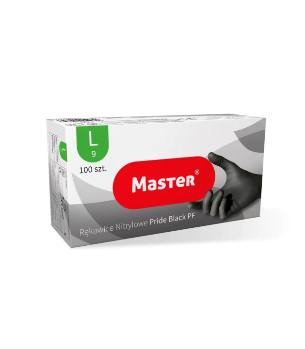 Rękawiczki nitrylowe czarne bezpudrowe diagnostyczne L MASTER 100 szt.
