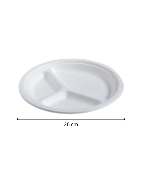 Talerz okrągły z trzciny cukrowej 3 KOMOROWY 26 cm