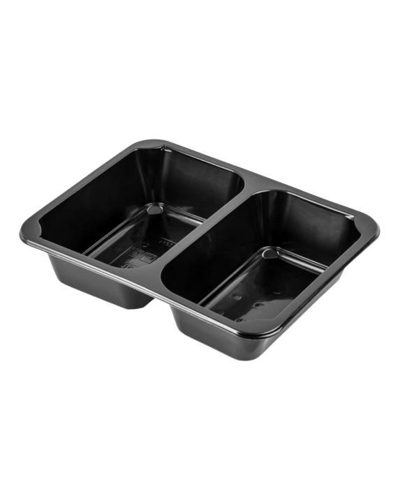 Pojemnik do zgrzewu 22,7x 17,8x3,5 cm 2-komorowy wielokrotnego użytku sup 80 szt. CZARNY