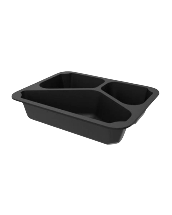 Pojemnik do zgrzewu 22,7x 17,8x4,5 cm 3-komorowy wielokrotnego użytku sup 80 szt. CZARNY