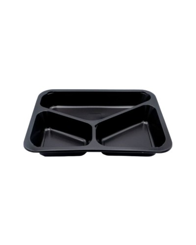 Pojemnik do zgrzewu 22,7 x 17,8 x 3,5 cm 3-komorowy wielokrotnego użytku sup 80 szt. CZARNY.jpg