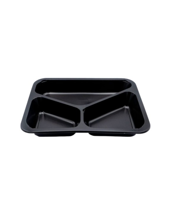 Pojemnik do zgrzewu 22,7 x 17,8 x 3,5 cm 3-komorowy wielokrotnego użytku sup 80 szt. CZARNY.jpg
