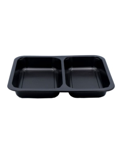 Pojemnik do zgrzewu 22,7x 17,8x3,5 cm 2-komorowy wielokrotnego użytku sup 80 szt. CZARNY