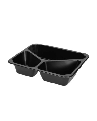 Pojemnik do zgrzewu 22,7x 17,8x4,5 cm 3-komorowy wielokrotnego użytku sup 80 szt. CZARNY